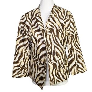 Rafaella Brown and Cream Zebra Print Blazer